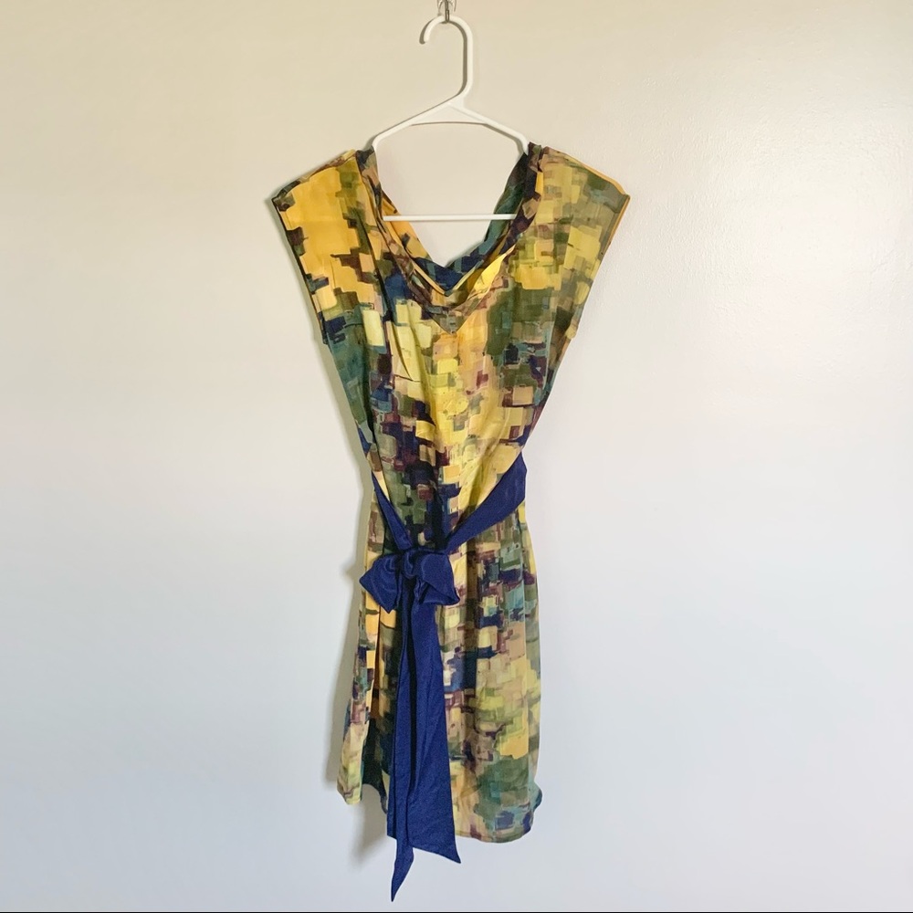 Anthropologie | Maeve Multicolor Watercolor Silk Dress | Sz 0